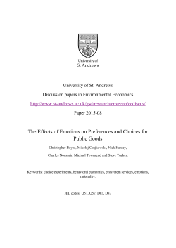 The Effects of Emotions on Preferences and Choices for Public Goods