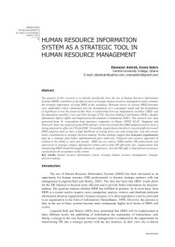 human resource information system as a strategic