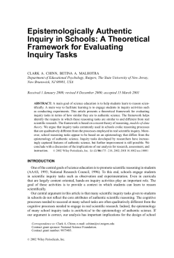 Epistemologically authentic inquiry in schools: A theoretical