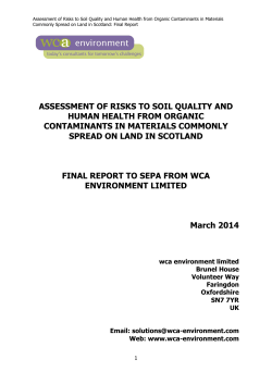 assessment of risks to soil quality and human health from organic