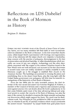 Reflections on LDS Disbelief in the Book of Mormon as History