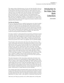 Feedback: The Video Data Bank Catalog of Video Art and Artist