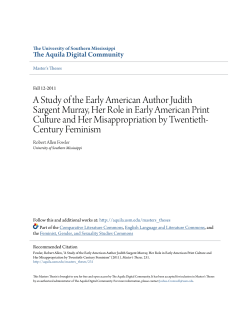 A Study of the Early American Author Judith Sargent Murray, Her