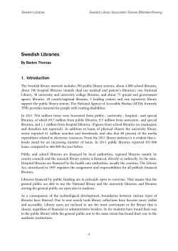 Swedish Libraries - Svensk biblioteksf&ouml;rening