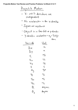 Projectile Motion Test Review and Practice