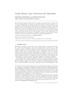 Graph Mining: Laws, Generators and Algorithms