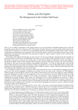 Tolkien and Old English: The Background to the Golden Hall Scene