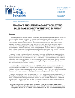 AMAZON`S ARGUMENTS AGAINST COLLECTING SALES TAXES