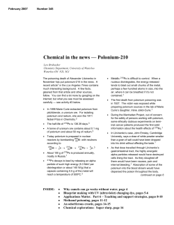 Chemical in the news &ndash; Polonium-210