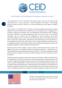 Euro-Atlantic Caf&eacute;: New geopolitical challanges or business as usual