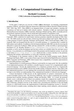 HaG &mdash; A Computational Grammar of Hausa