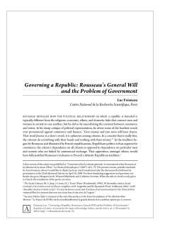 Governing a Republic: Rousseau`s General Will and the Problem of