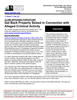 Claim Opposing Forfeiture - Sacramento County Public Law Library