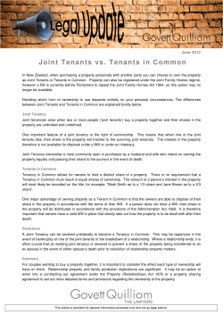 Joint Tenants Vs. Tenants In Common