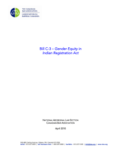 Bill C-3 &ndash; Gender Equity in Indian Registration Act