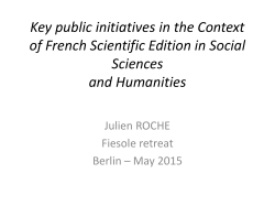Key public initiatives in the Context of French Scientific Edition in