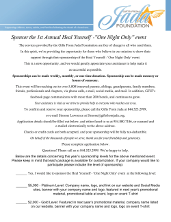 Sponsorship Opportunities - Gifts From Jada Foundation