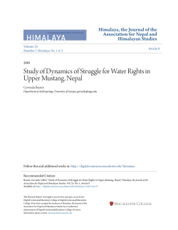 Study of Dynamics of Struggle for Water Rights in Upper Mustang
