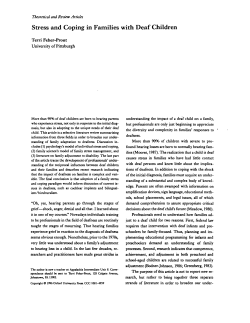 Stress and Coping in Families with Deaf Children