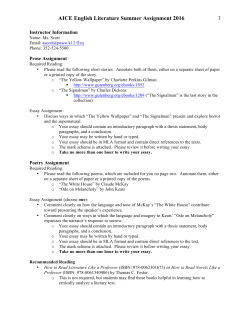 AICE English Literature Summer Assignment 2016