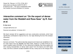 Interactive comment on &ldquo;On the export of dense water from the