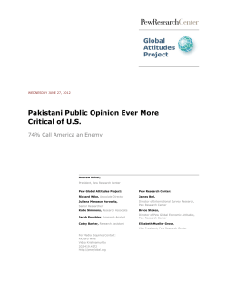 Pakistani Public Opinion Ever More Critical of U.S.