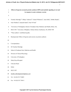 Effects of hypoxia on muscle protein synthesis (MPS) and anabolic