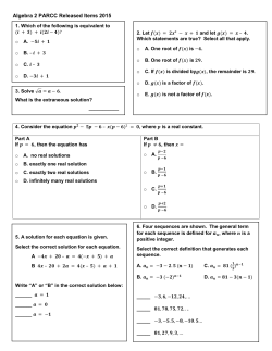 Algebra 2 PARCC Released Items 2015 o D.