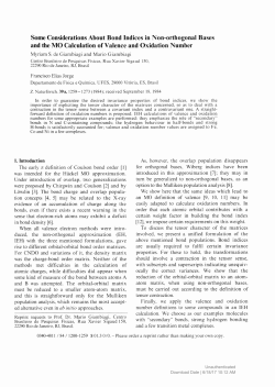 Som e Considerations A bout B ond Indices in N on