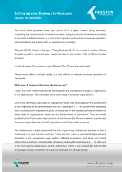Setting up your Business in Venezuela Issues to consider