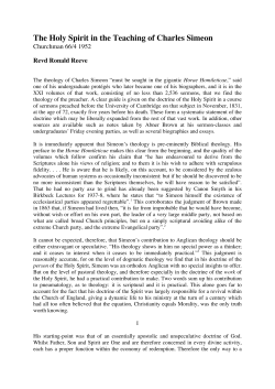 The Holy Spirit in the Teaching of Charles Simeon
