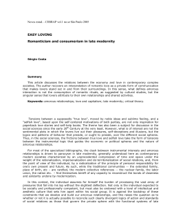 EASY LOVING Romanticism and consumerism in late