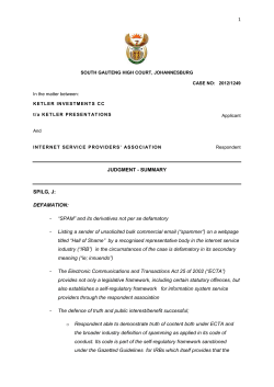 1 JUDGMENT - SUMMARY SPILG, J: DEFAMATION: