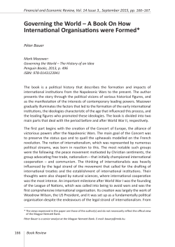 Governing the World &ndash; A Book On How international Organisations