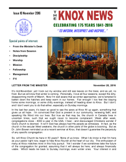 November 2016 - Knox Presbyterian Church St. Catharines