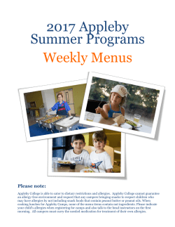 2017 Appleby Summer Programs Weekly Menus