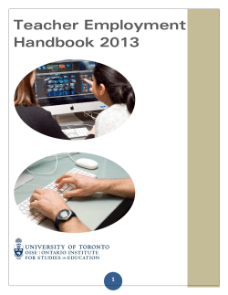 Teacher Employment Handbook 2013 - OISE