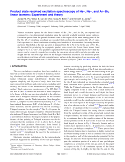 Product state resolved excitation spectroscopy of He&ndash;, Ne&ndash;, and Ar