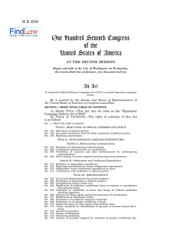 Bipartisan Campaign Reform Act of 2002