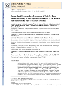 Bone Histomorphometry Guidelines