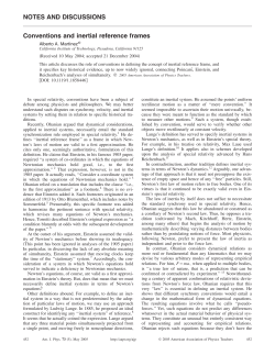NOTES AND DISCUSSIONS Conventions and inertial reference
