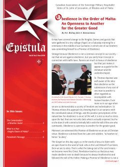 Epistula - Nov. 2010 - Order of Malta
