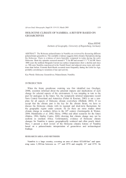 HOLOCENE CLIMATE OF NAMIBIA: A REVIEW BASED ON
