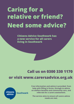 Caring for a relative or friend? Need some advice?