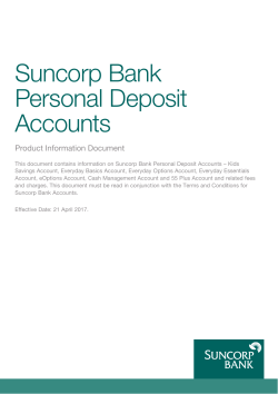 Suncorp Bank Personal Deposit Accounts Product Information