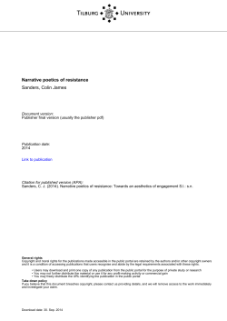 Tilburg University Narrative poetics of resistance Sanders, Colin