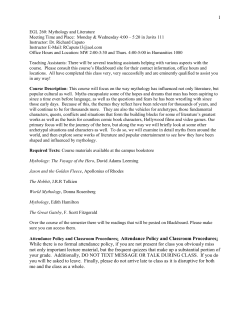 EGL 260: Mythology and Literature