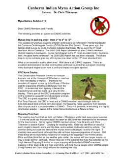Bulletin #16, 29 May 2009 - Canberra Indian Myna Action Group Inc.