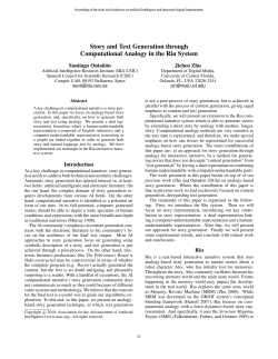 Story and Text Generation through Computational Analogy in the