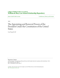 The Appointing and Removal Powers of the President Under the